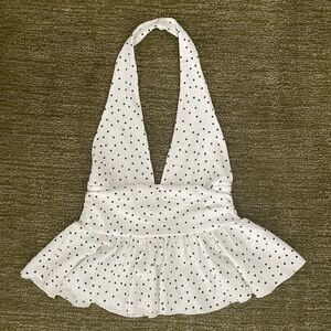 Zara White Polka Dot Halter Top
